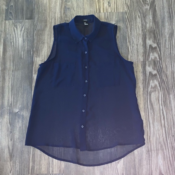 Forever 21 Tops - 3/$15 Navy Collared Button Down Tank Top